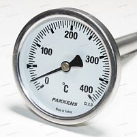 Термометр биметаллический 0…400°С Pakkens 171477 гильза - G1/2 D-12mm L-100mm